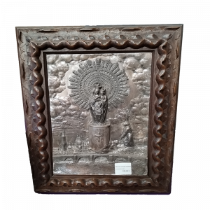 Cuadro de virgen en relieve plateado