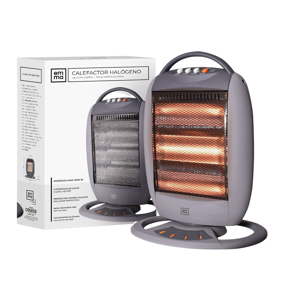 Calefactor halógeno 1200w EMMA gris