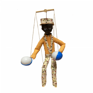 Muñeco títere antiguo de madera pintado